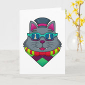 Cat at Schach mit Schachstück gepaart Karte (Gelbe Blume)