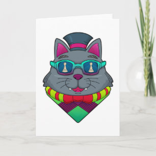 Cat at Schach mit Schachstück gepaart Karte