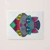 Cat at Schach mit Schachstück gepaart Puzzle (Horizontal)