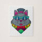 Cat at Schach mit Schachstück gepaart Puzzle (Vertikal)