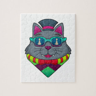 Cat at Schach mit Schachstück gepaart Puzzle