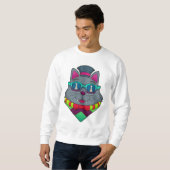 Cat at Schach mit Schachstück gepaart Sweatshirt (Vorne ganz)