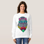 Cat at Schach mit Schachstück gepaart Sweatshirt (Vorne ganz)