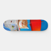 Cat at the Beach Reads Newspapier Skateboard (Horizontal)
