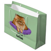 Cat Attitude Funny Große Geschenktüte (Vorderseite Schrägansicht)