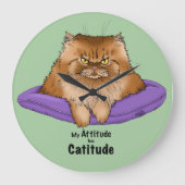 Cat Attitude Funny Große Wanduhr (Vorderseite)