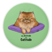 Cat Attitude Funny Keramikknauf (Vorderseite)