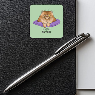 Cat Attitude Funny Quadratischer Aufkleber