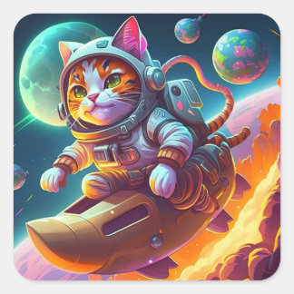 Cat-Aufkleber Quadratischer Aufkleber