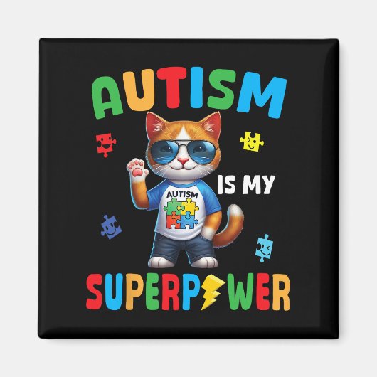 Cat Autismus ist meine Superpower Accept Support-L Magnet (Vorne)