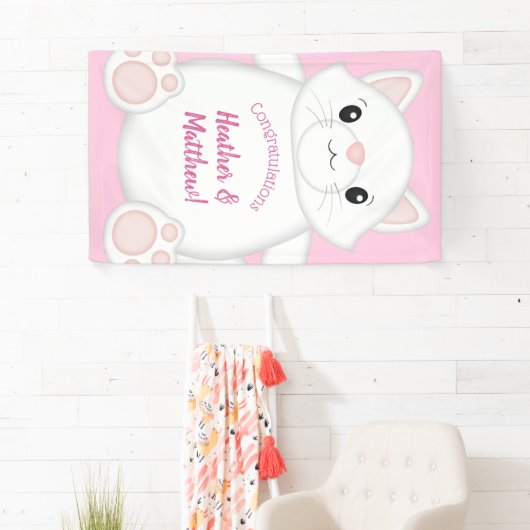 Cat Baby Dusche Kitty Pink Banner (Insitu)