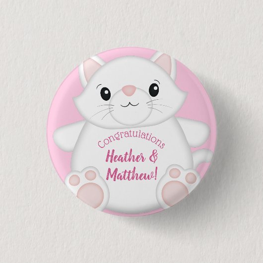 Cat Baby Dusche Kitty Pink Button (Vorderseite)