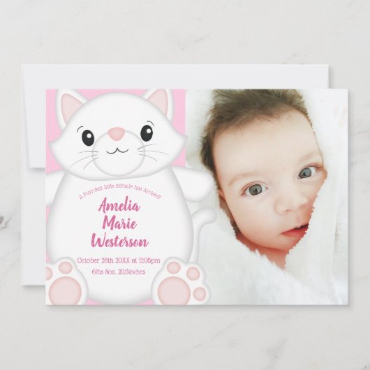 Cat Baby Dusche Kitty Pink Einladung (Vorderseite)