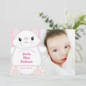 Cat Baby Dusche Kitty Pink Einladung (Stehend Vorderseite)
