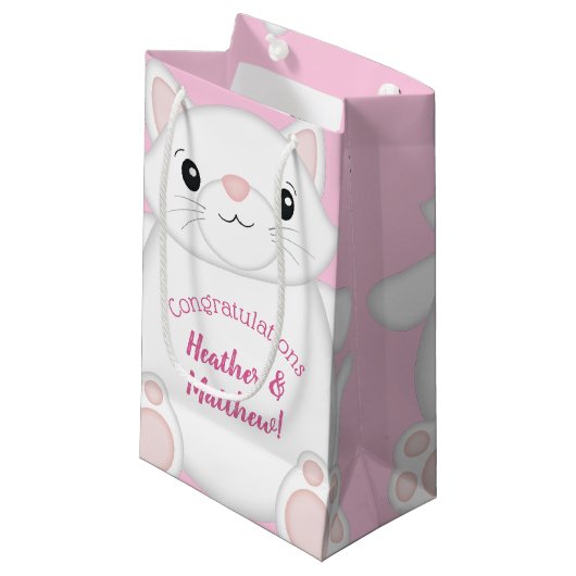 Cat Baby Dusche Kitty Pink Kleine Geschenktüte (Vorderseite Schrägansicht)
