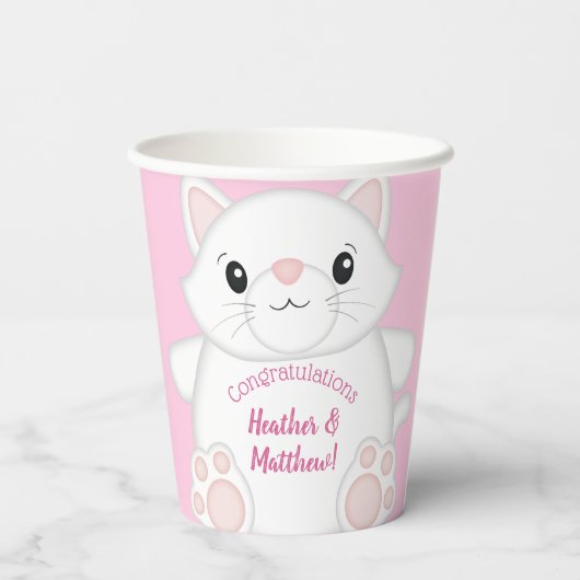 Cat Baby Dusche Kitty Pink Pappbecher (Rückseite)