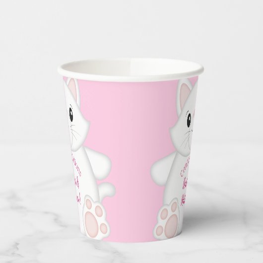 Cat Baby Dusche Kitty Pink Pappbecher (Links)
