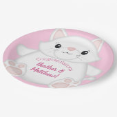 Cat Baby Dusche Kitty Pink Pappteller (Schrägansicht)