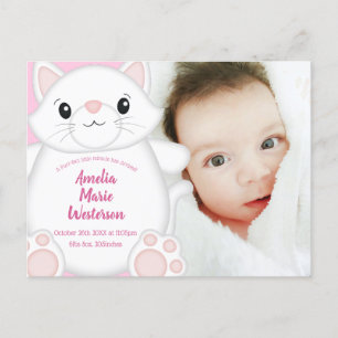 Cat Baby Dusche Kitty Pink Postkarte