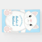 Cat Baby Shower Kitty Blue Banner (Horizontal)
