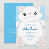 Cat Baby Shower Kitty Blue Boy Einladung (Vorne/Hinten)