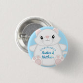Cat Baby Shower Kitty Blue Button (Vorne & Hinten)