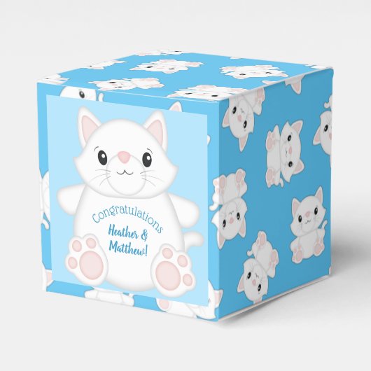 Cat Baby Shower Kitty Blue Geschenkschachtel (Vorderseite)