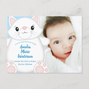 Cat Baby Shower Kitty Blue Postkarte