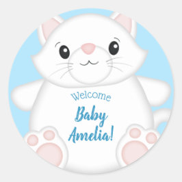Cat Baby Shower Kitty Blue Runder Aufkleber
