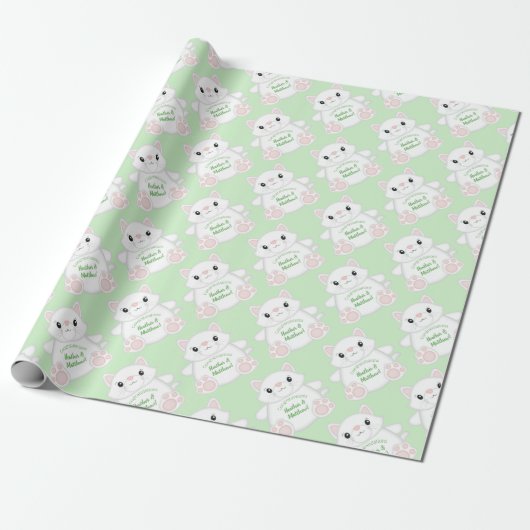 Cat Baby Shower Kitty Geschenkpapier (Ungerollt)