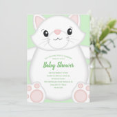 Cat Baby Shower Kitty Green Einladung (Stehend Vorderseite)