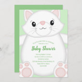 Cat Baby Shower Kitty Green Einladung (Vorne/Hinten)