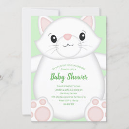 Cat Baby Shower Kitty Green Einladung