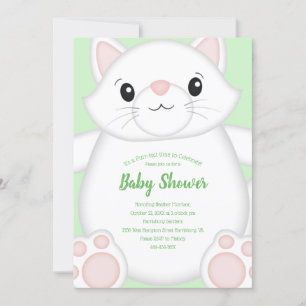 Cat Baby Shower Kitty Green Einladung