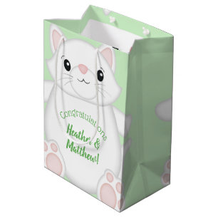 Cat Baby Shower Kitty Green Mittlere Geschenktüte