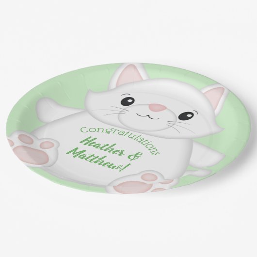 Cat Baby Shower Kitty Pappteller (Schrägansicht)