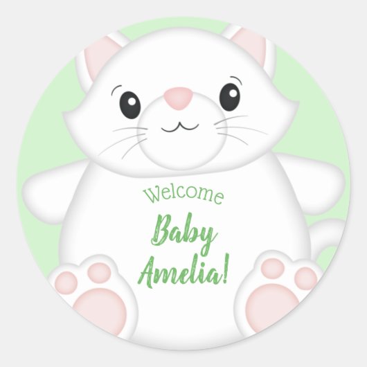 Cat Baby Shower Kitty Runder Aufkleber (Vorderseite)