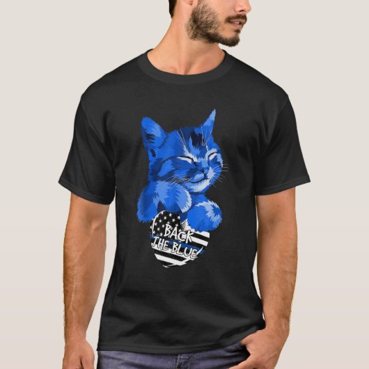 Cat Back The Blue Funny Gift T-Shirt (Vorderseite)