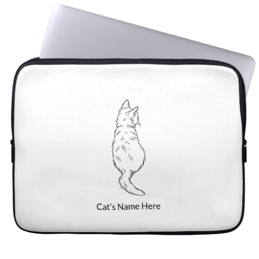 Cat Back View 13” Laptop Sleeve Personalized (Vorderseite)
