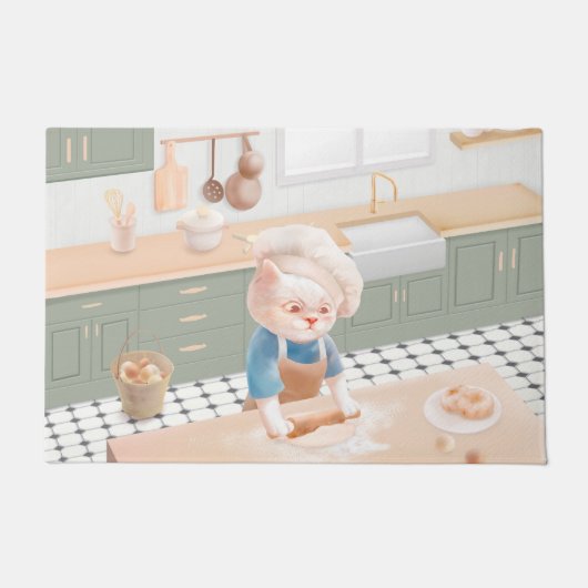 Cat Baker Baby - Cosy Morning Kneading Fußmatte (Vorderseite)