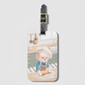 Cat Baker Baby - Cosy Morning Kneading Gepäckanhänger (Vorderseite Vertikal)