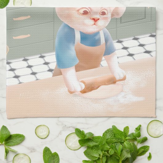 Cat Baker Baby - Cosy Morning Kneading Geschirrtuch (Gefaltet)