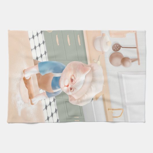 Cat Baker Baby - Cosy Morning Kneading Geschirrtuch (Horizontal)