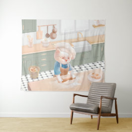 Cat Baker Baby - Cosy Morning Kneading Wandteppich