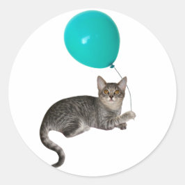 Cat Balloon Runder Aufkleber