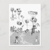 Cat Balloon Trip, Louis Wain Postkarte (Vorderseite)