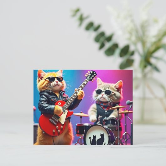 Cat-Band Postkarte (Stehend Vorderseite)