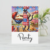 CAT Barbecue Party 4. Juli Unabhängigkeitstag Einladung (Stehend Vorderseite)