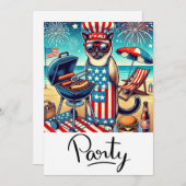 CAT Barbecue Party 4. Juli Unabhängigkeitstag Einladung (Vorne/Hinten)