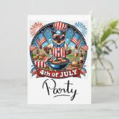 CAT Barbecue Party 4. Juli Unabhängigkeitstag Einladung (Stehend Vorderseite)